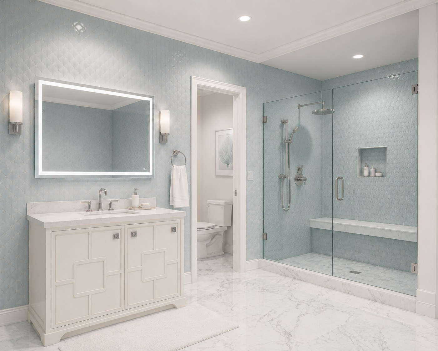 Coastal Serenity bathroom â€” Plano, Texas